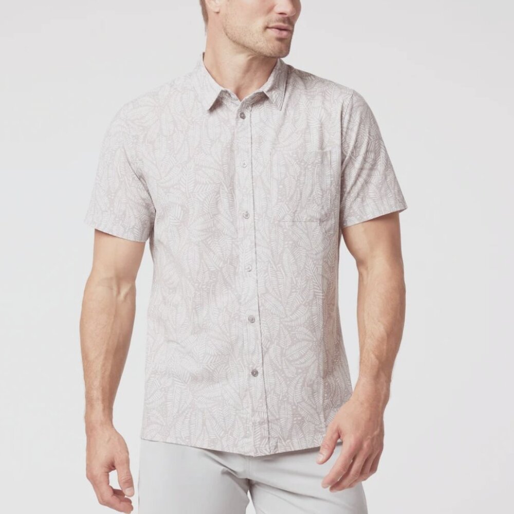 Vuori Men's Casual Button Down Shirt - Light Gray